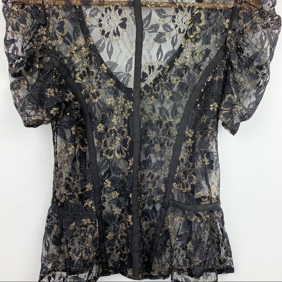 Charlotte Russe Ruffle Sleeve Sheer Lace Blouse - Picture 8 of 8